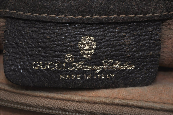 Authentic GUCCI Web Sherry Line Shoulder Bag GG PVC Leather Brown Junk 0348K