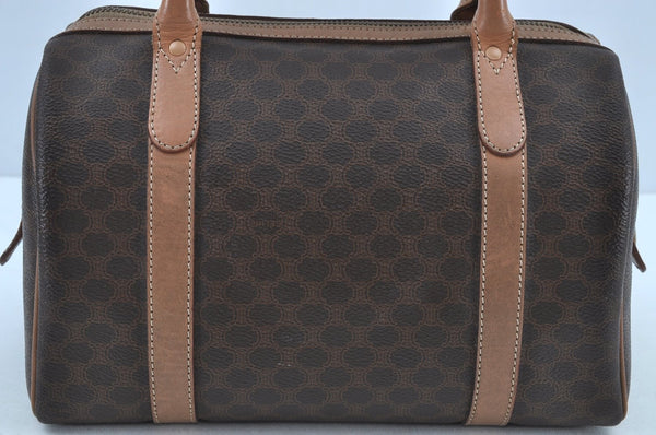 Authentic CELINE Macadam Blason Pattern Hand Boston Bag PVC Leather Brown 0350J