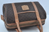 Authentic CELINE Macadam Blason Pattern Hand Boston Bag PVC Leather Brown 0350J