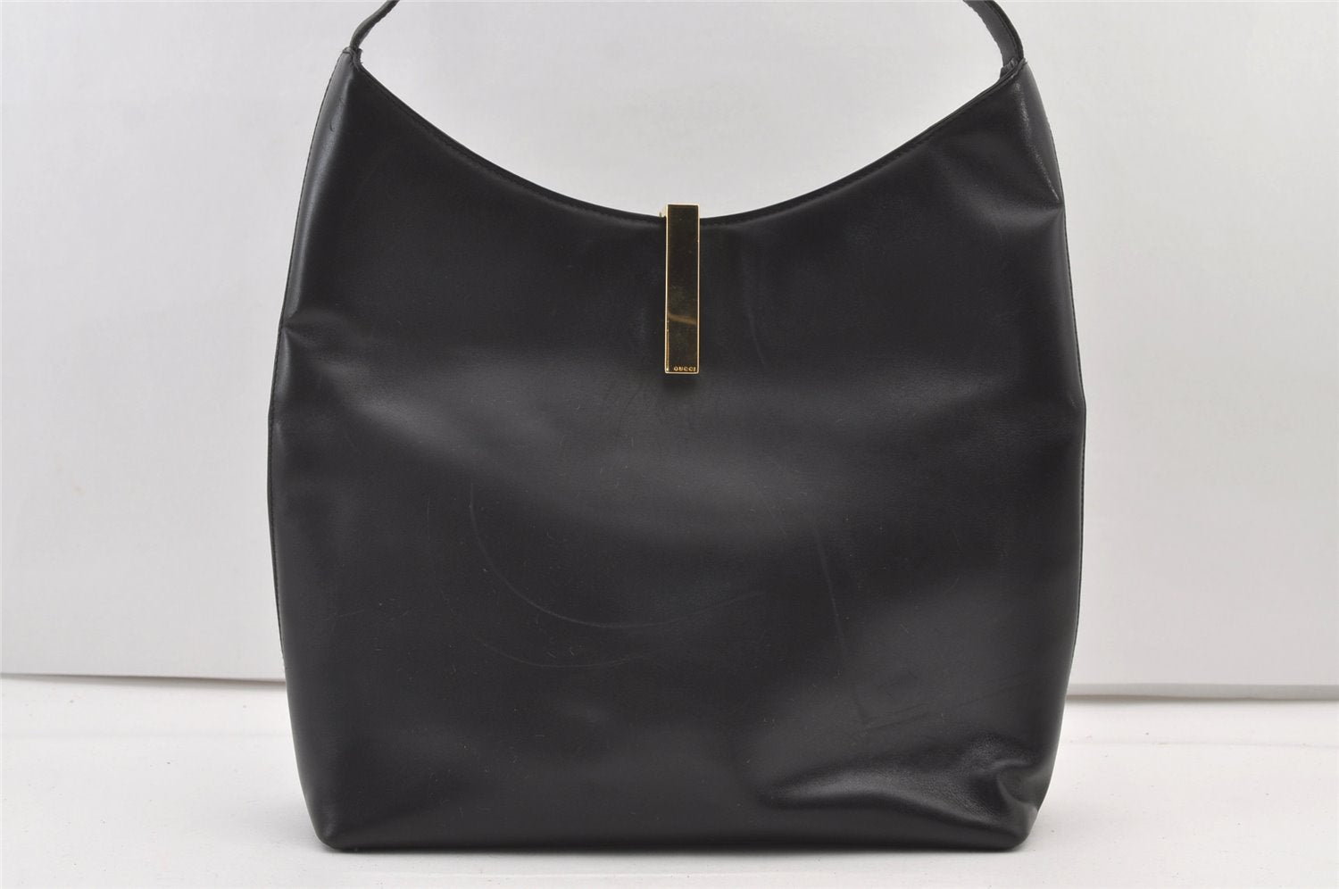 Authentic GUCCI Vintage Shoulder Hand Bag Leather Black 0350K