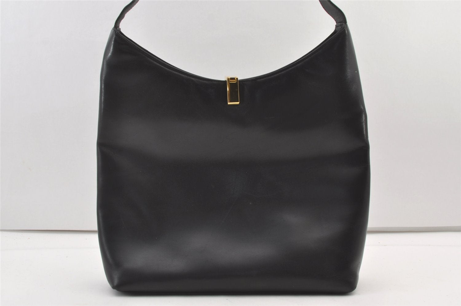 Authentic GUCCI Vintage Shoulder Hand Bag Leather Black 0350K