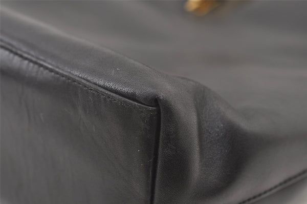 Authentic GUCCI Vintage Shoulder Hand Bag Leather Black 0350K