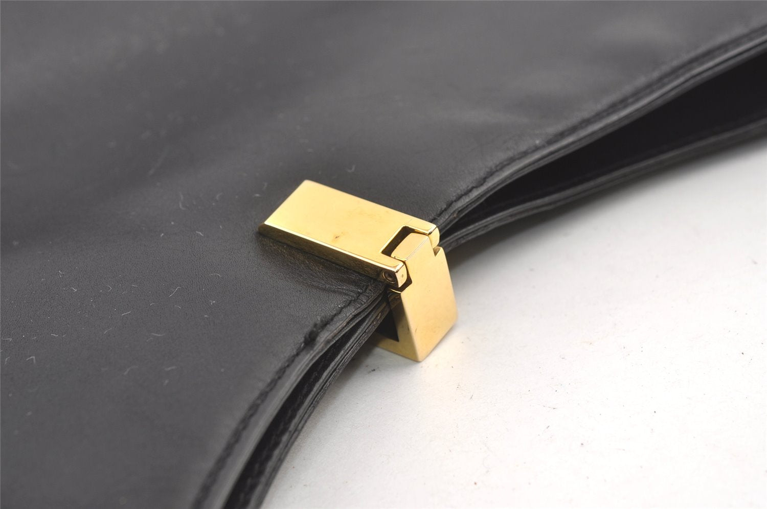 Authentic GUCCI Vintage Shoulder Hand Bag Leather Black 0350K