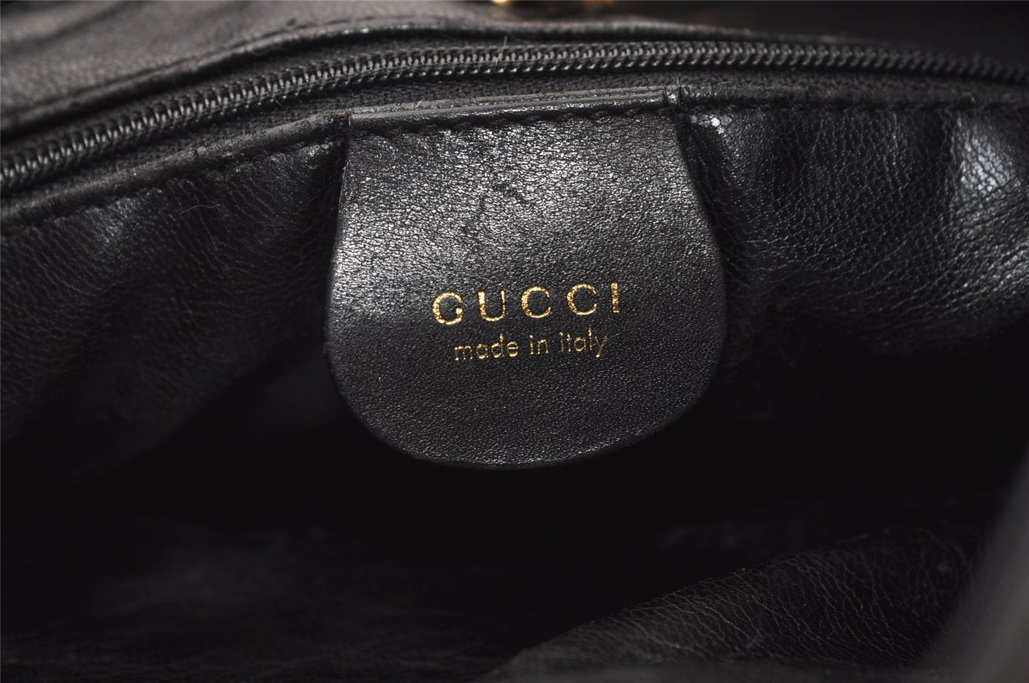 Authentic GUCCI Vintage Shoulder Hand Bag Leather Black 0350K
