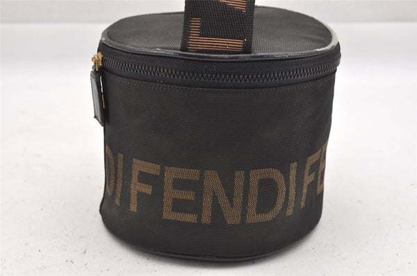 Authentic FENDI Vintage Hand Vanity Bag Purse Nylon Leather Black Junk 0352J