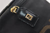 Authentic FENDI Vintage Hand Vanity Bag Purse Nylon Leather Black Junk 0352J