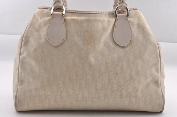 Authentic Christian Dior Trotter Lovely Tote Hand Bag Nylon Leather White 0353I