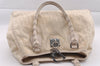 Authentic Christian Dior Trotter Lovely Tote Hand Bag Nylon Leather White 0353I