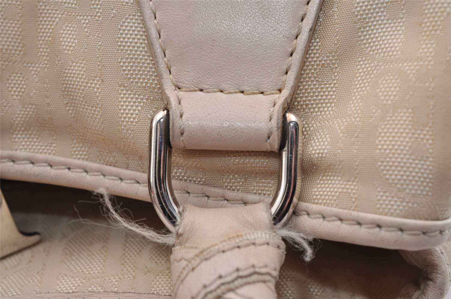 Authentic Christian Dior Trotter Lovely Tote Hand Bag Nylon Leather White 0353I
