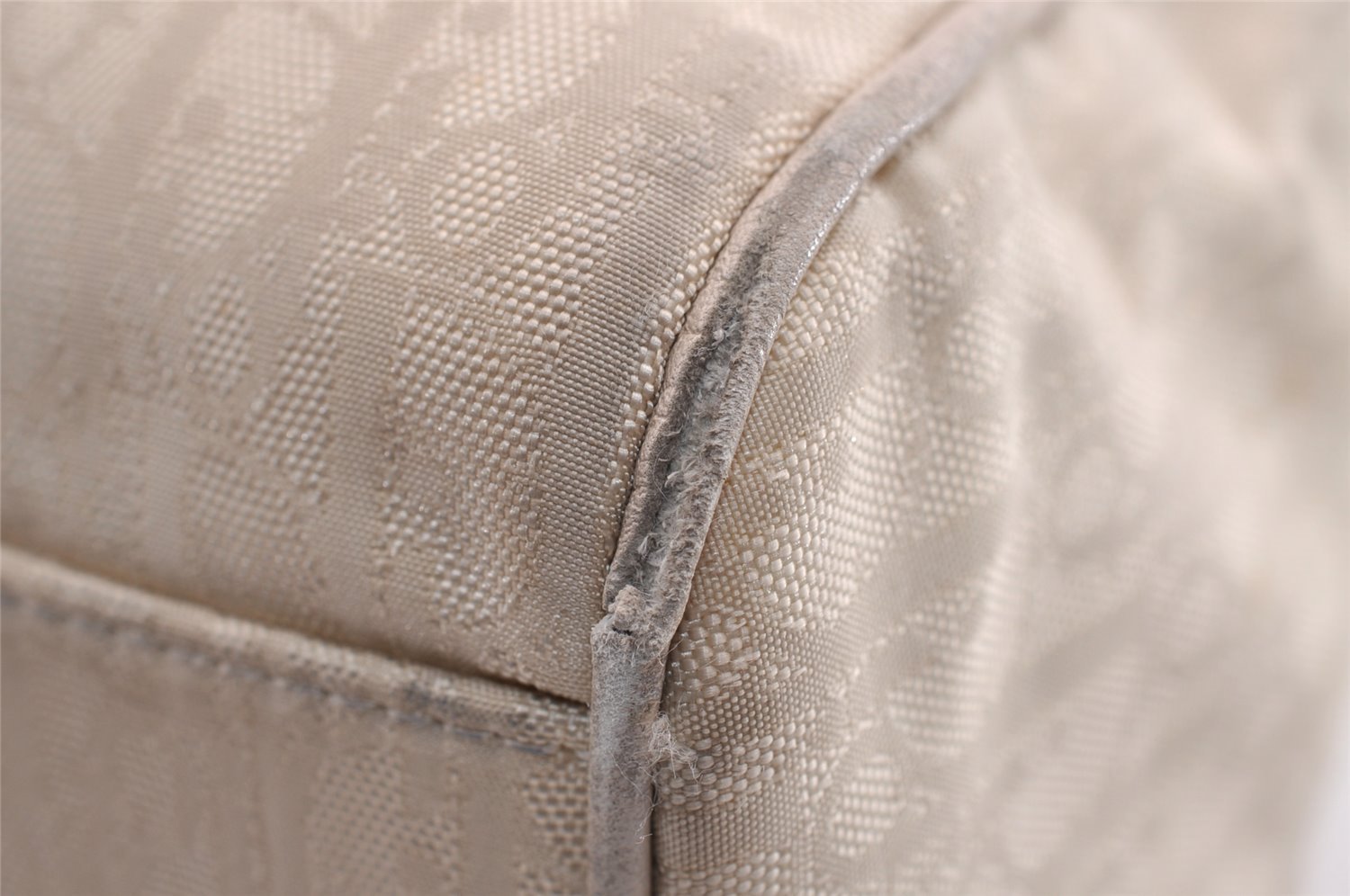 Authentic Christian Dior Trotter Lovely Tote Hand Bag Nylon Leather White 0353I