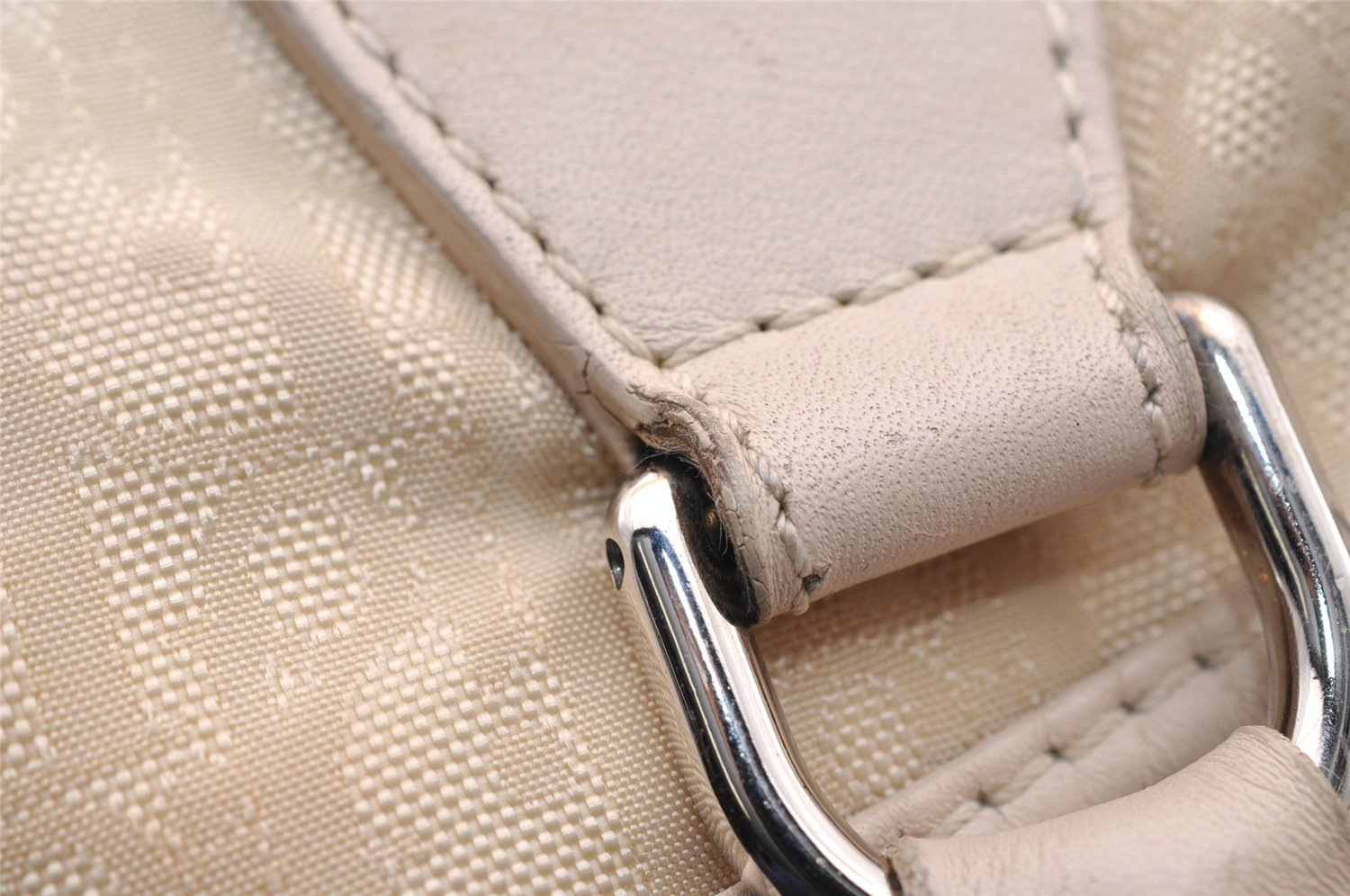 Authentic Christian Dior Trotter Lovely Tote Hand Bag Nylon Leather White 0353I