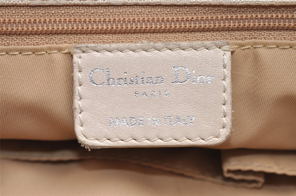 Authentic Christian Dior Trotter Lovely Tote Hand Bag Nylon Leather White 0353I