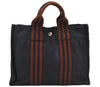 Authentic HERMES Vintage Fourre Tout PM Hand Tote Bag Canvas Navy 0353J