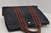 Authentic HERMES Vintage Fourre Tout PM Hand Tote Bag Canvas Navy 0353J