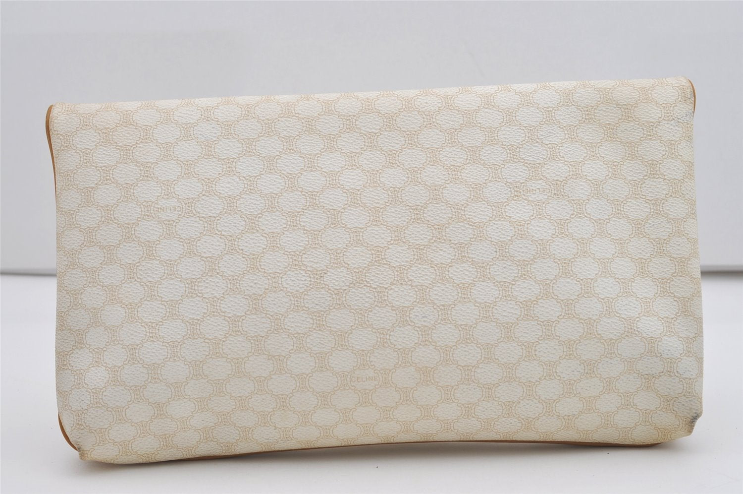 Authentic CELINE Macadam Blason Pattern Clutch Hand Bag PVC Leather White 0354J