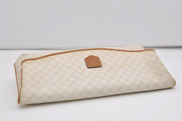 Authentic CELINE Macadam Blason Pattern Clutch Hand Bag PVC Leather White 0354J