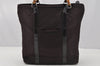 Authentic GUCCI Vintage Bamboo Tote Hand Bag Purse Nylon Leather Purple 0355J