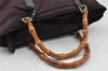 Authentic GUCCI Vintage Bamboo Tote Hand Bag Purse Nylon Leather Purple 0355J