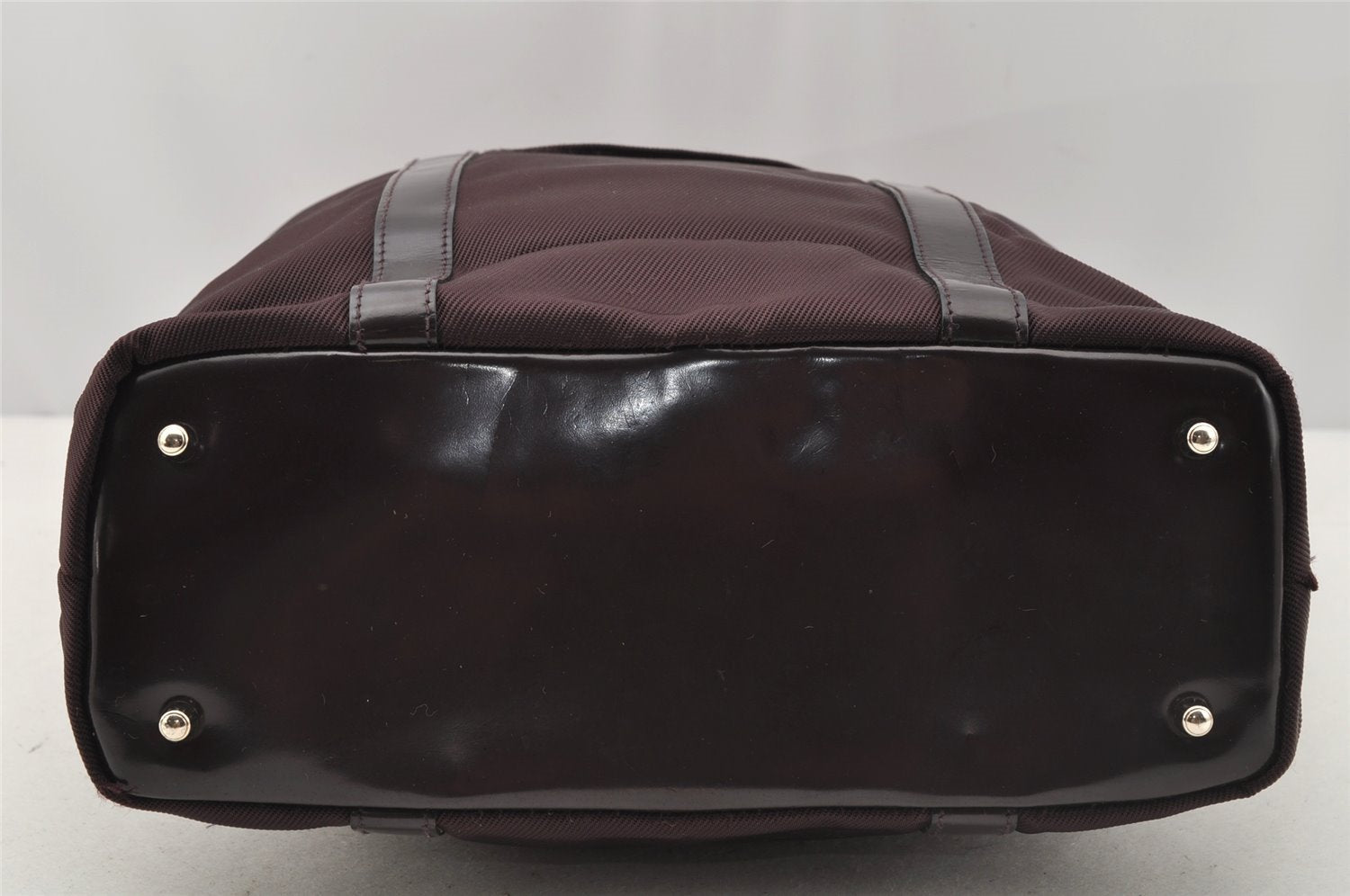 Authentic GUCCI Vintage Bamboo Tote Hand Bag Purse Nylon Leather Purple 0355J