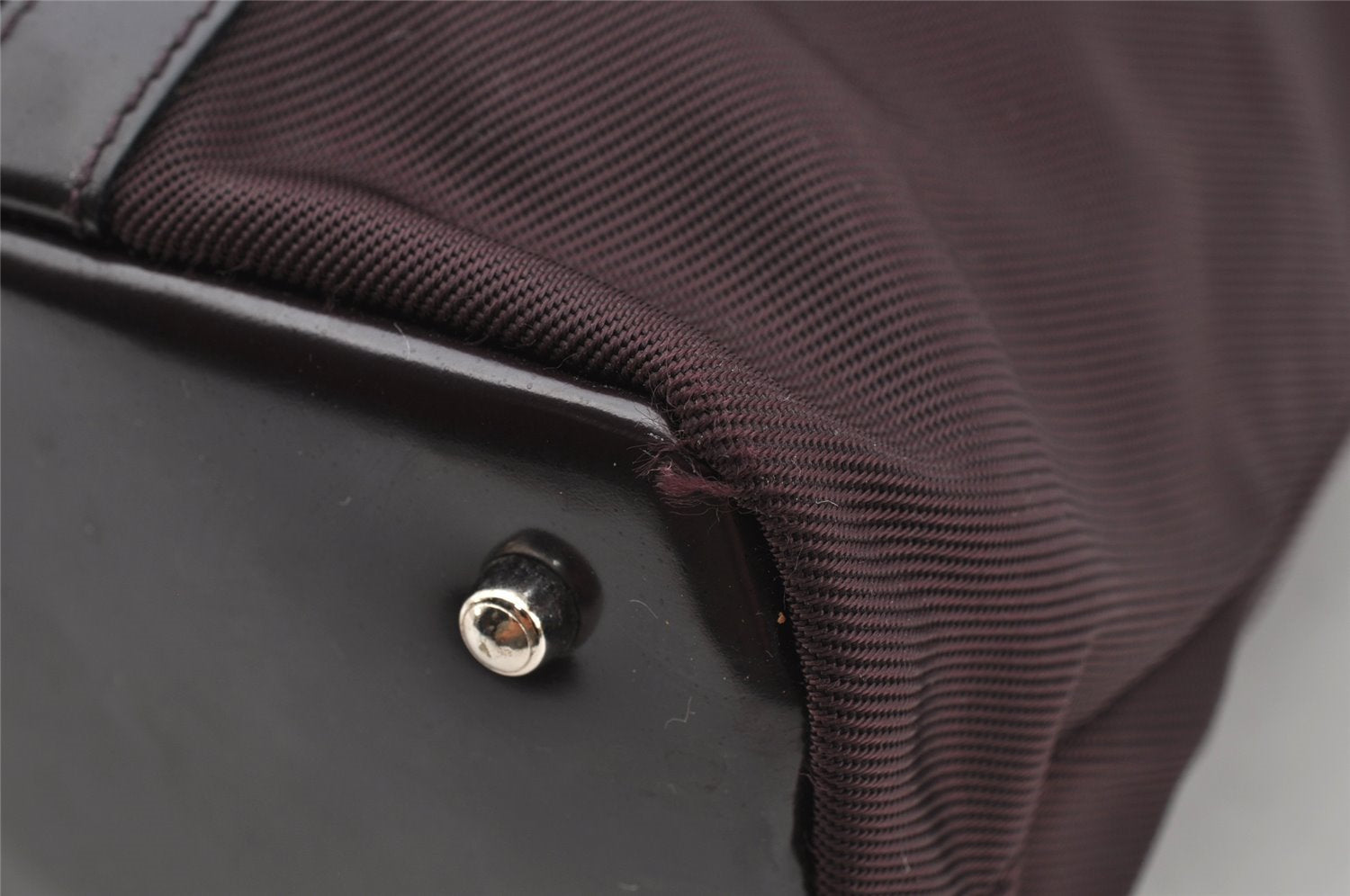 Authentic GUCCI Vintage Bamboo Tote Hand Bag Purse Nylon Leather Purple 0355J