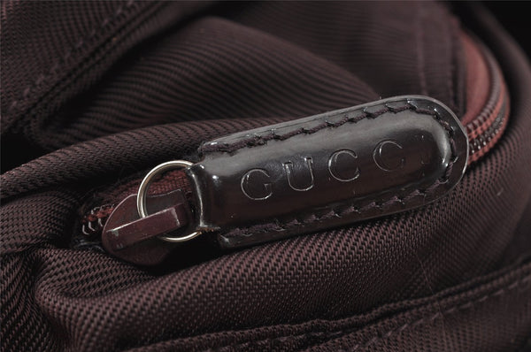 Authentic GUCCI Vintage Bamboo Tote Hand Bag Purse Nylon Leather Purple 0355J