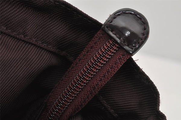 Authentic GUCCI Vintage Bamboo Tote Hand Bag Purse Nylon Leather Purple 0355J