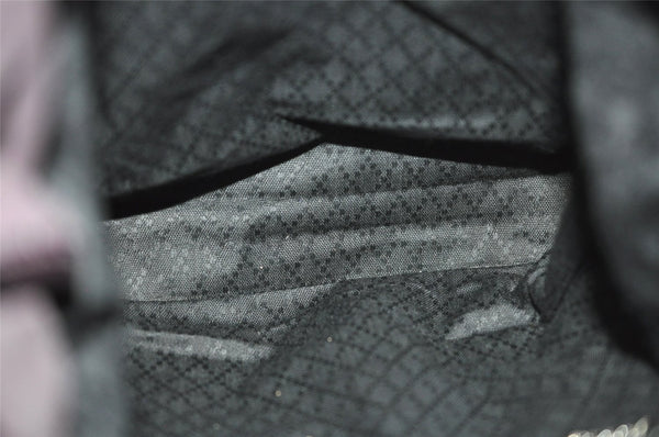 Authentic GUCCI Vintage Bamboo Tote Hand Bag Purse Nylon Leather Purple 0355J