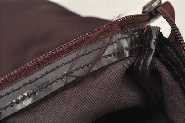 Authentic GUCCI Vintage Bamboo Tote Hand Bag Purse Nylon Leather Purple 0355J