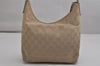 Authentic GUCCI Vintage Shoulder Bag Purse GG Canvas Leather 0013386 Beige 0355K