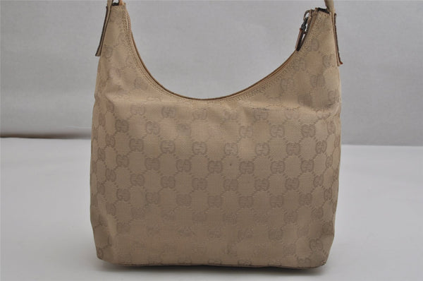 Authentic GUCCI Vintage Shoulder Bag Purse GG Canvas Leather 0013386 Beige 0355K