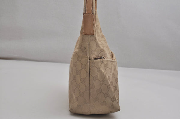 Authentic GUCCI Vintage Shoulder Bag Purse GG Canvas Leather 0013386 Beige 0355K