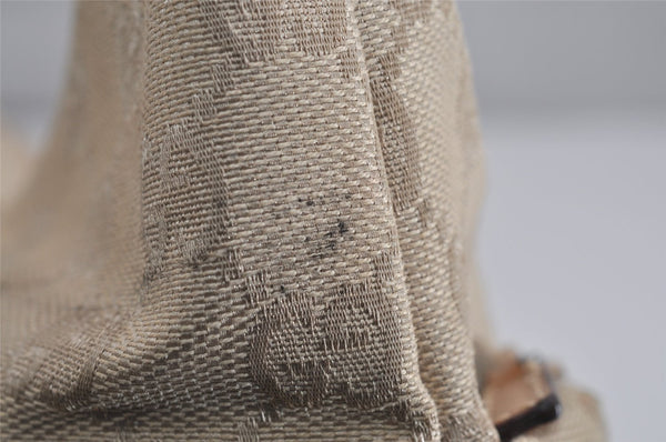 Authentic GUCCI Vintage Shoulder Bag Purse GG Canvas Leather 0013386 Beige 0355K