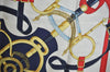Authentic HERMES Carre 90 Scarf "Eperon d' or" Silk Navy Blue 0356J