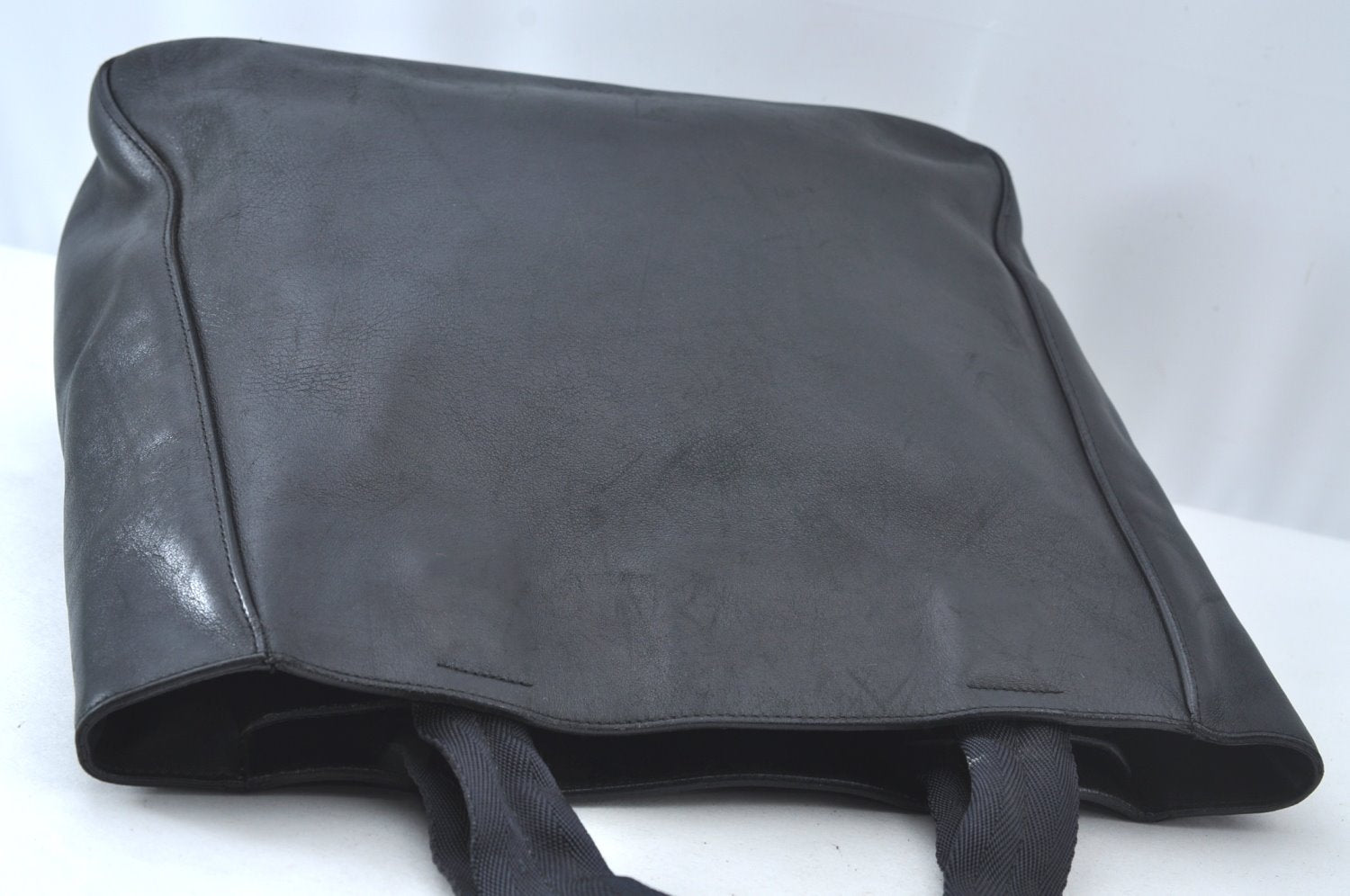 Authentic PRADA Leather Nappa Hand Bag Black 0356K