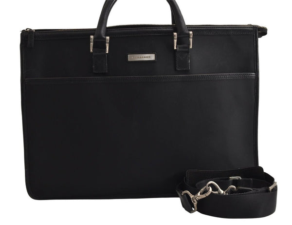 Authentic BURBERRY Nylon Leather 2Way Business Bag Briefcase Black Junk 0357K