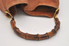 Authentic GUCCI Bamboo 2Way Shoulder Hand Bag Leather Brown 0358J