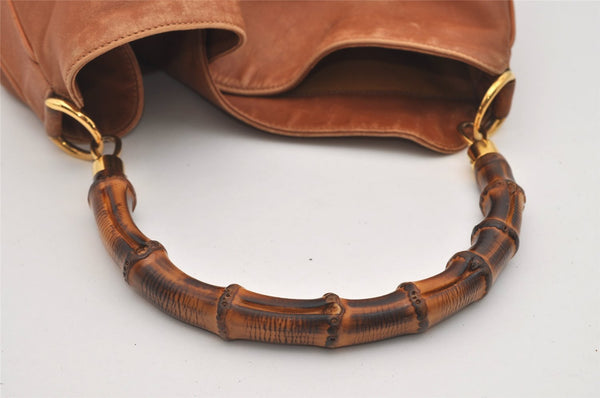 Authentic GUCCI Bamboo 2Way Shoulder Hand Bag Leather Brown 0358J