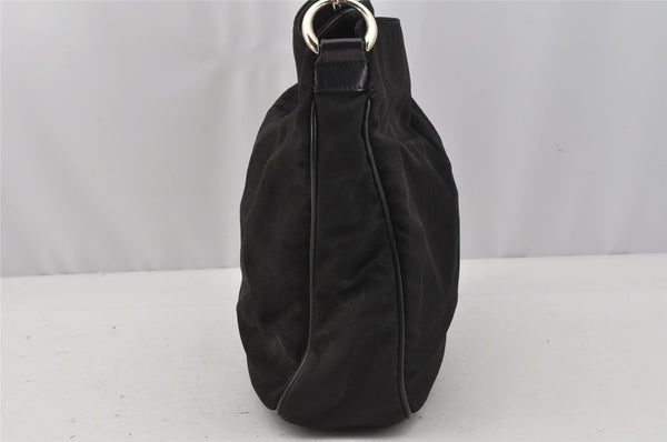 Authentic GUCCI Bamboo Shoulder Hand Bag Purse Nylon Leather 0011638 Black 0359J