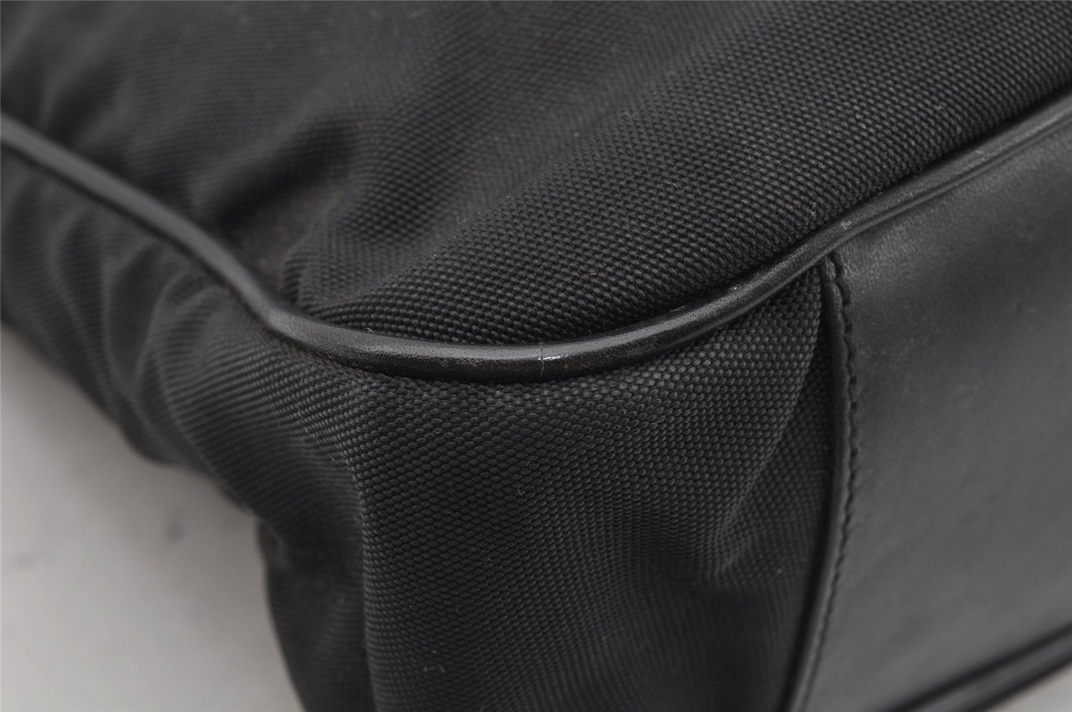 Authentic GUCCI Bamboo Shoulder Hand Bag Purse Nylon Leather 0011638 Black 0359J