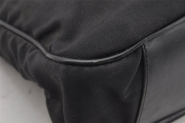 Authentic GUCCI Bamboo Shoulder Hand Bag Purse Nylon Leather 0011638 Black 0359J