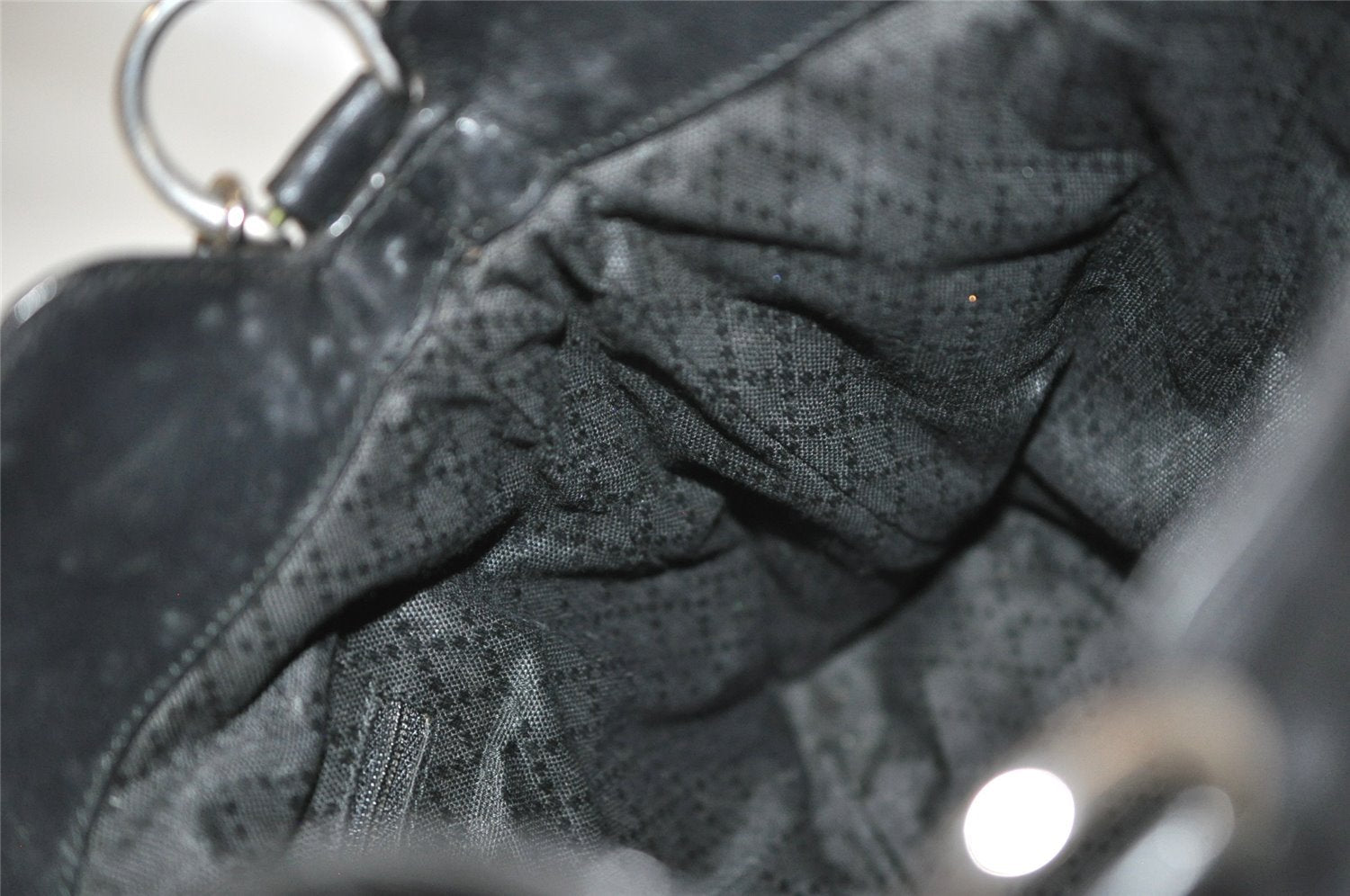 Authentic GUCCI Bamboo Shoulder Hand Bag Purse Nylon Leather 0011638 Black 0359J