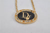 Authentic Christian Dior Gold Tone Chain Rhinestone Pendant Necklace CD 0359K