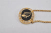 Authentic Christian Dior Gold Tone Chain Rhinestone Pendant Necklace CD 0359K