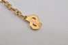 Authentic Christian Dior Gold Tone Chain Rhinestone Pendant Necklace CD 0359K