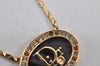 Authentic Christian Dior Gold Tone Chain Rhinestone Pendant Necklace CD 0359K