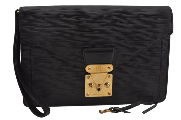 Authentic Louis Vuitton Epi Sellier Dragonne Clutch Bag Black M52612 LV 0362J