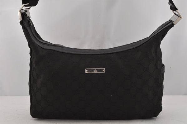 Authentic GUCCI Shoulder Cross Body Bag GG Canvas Leather 0190432 Black 0363K