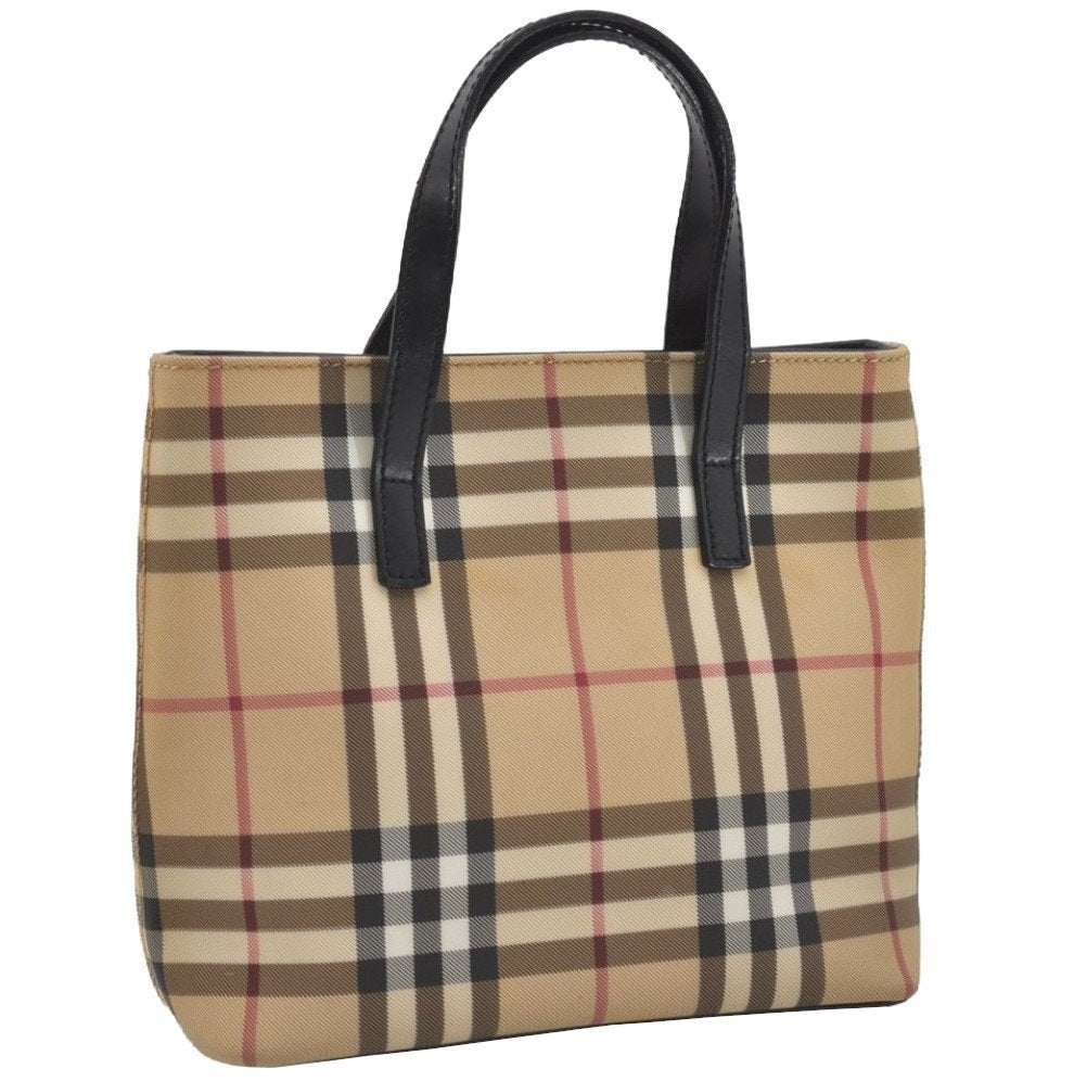 Authentic BURBERRY Nova Check PVC Leather Hand Tote Bag Purse Beige 0364J