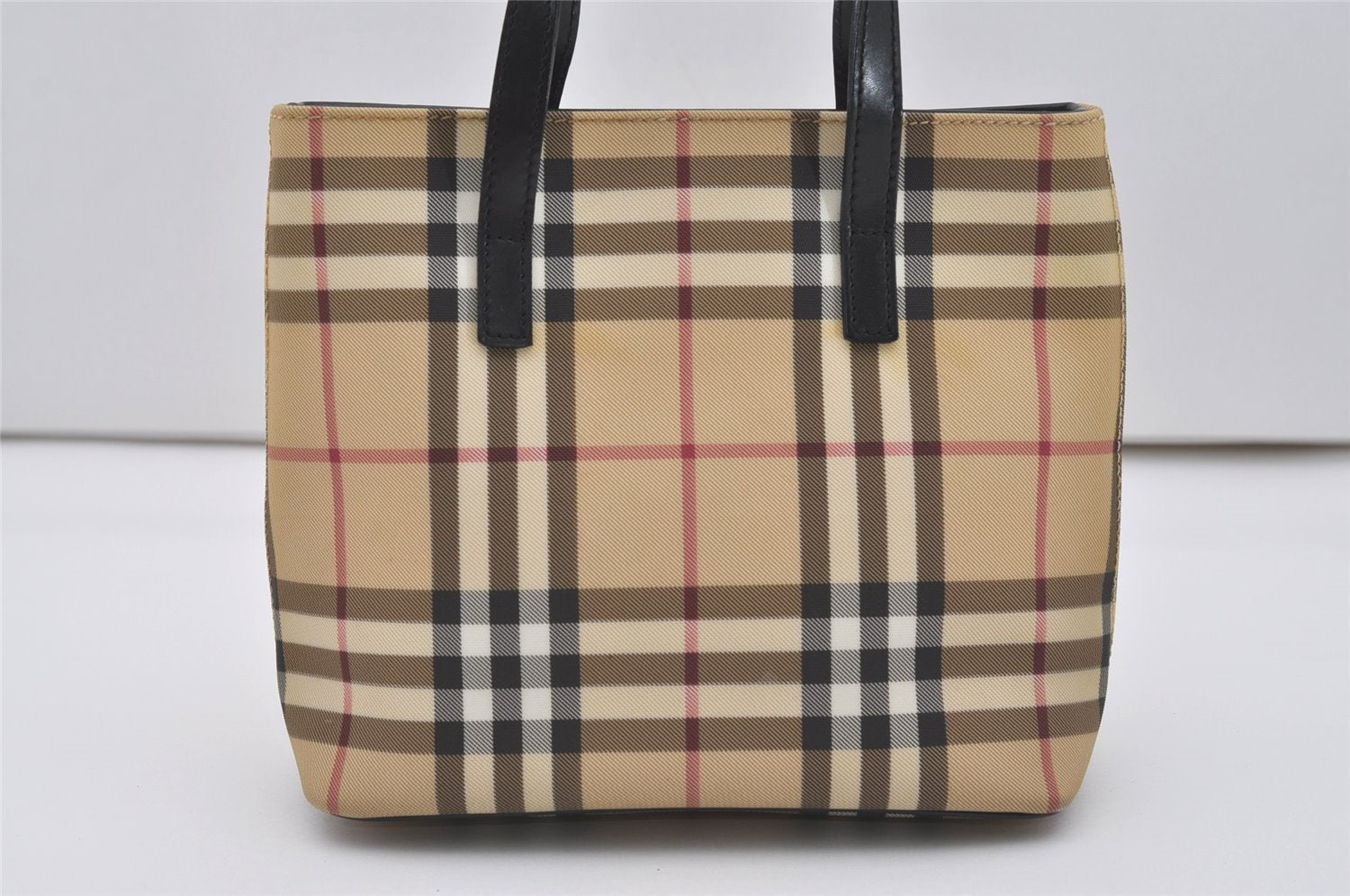 Authentic BURBERRY Nova Check PVC Leather Hand Tote Bag Purse Beige 0364J