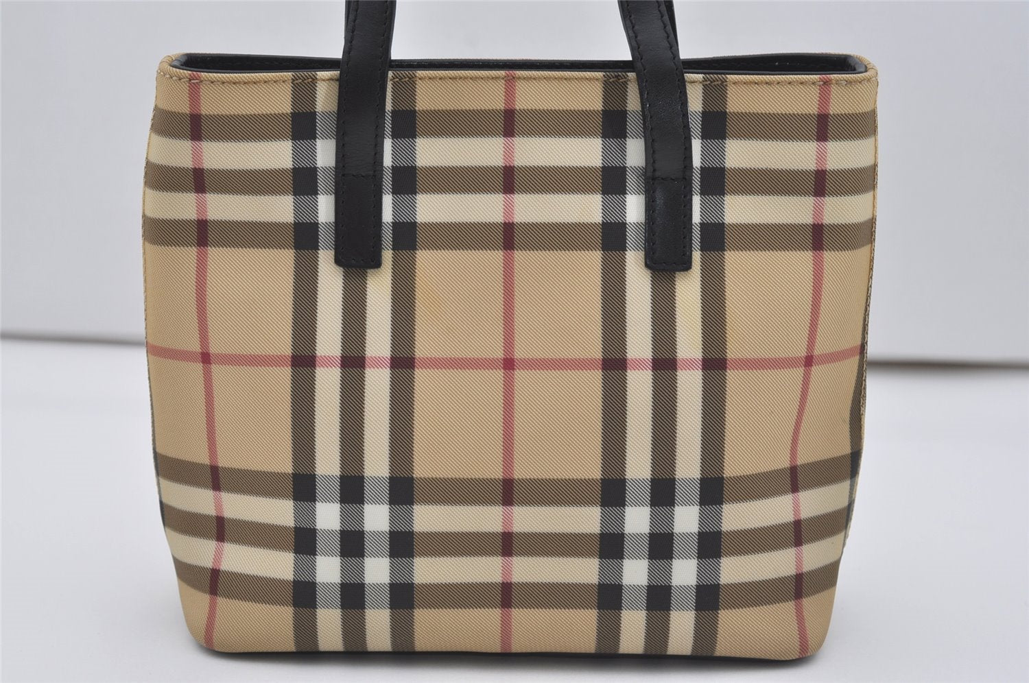 Authentic BURBERRY Nova Check PVC Leather Hand Tote Bag Purse Beige 0364J